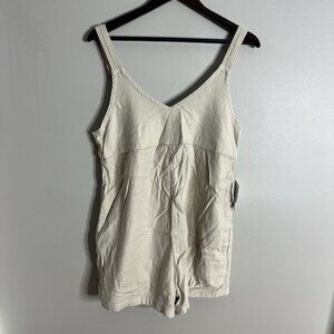 American Eagle Size Small Tan Shortall V-Neck Denim Romper